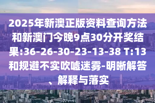 2025年新澳正版資料查詢方法和新澳門今晚9點(diǎn)30分開獎(jiǎng)結(jié)果:36-26-30-23-13-38 T:13和規(guī)避不實(shí)吹噓迷霧-明晰解答、解釋與落實(shí)